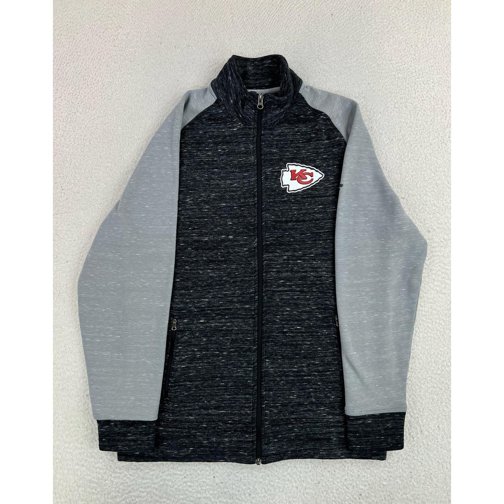 Kansas City Chiefs Jacket Mens Large Gray NFL Football Fanatics Fleece Full Zip
